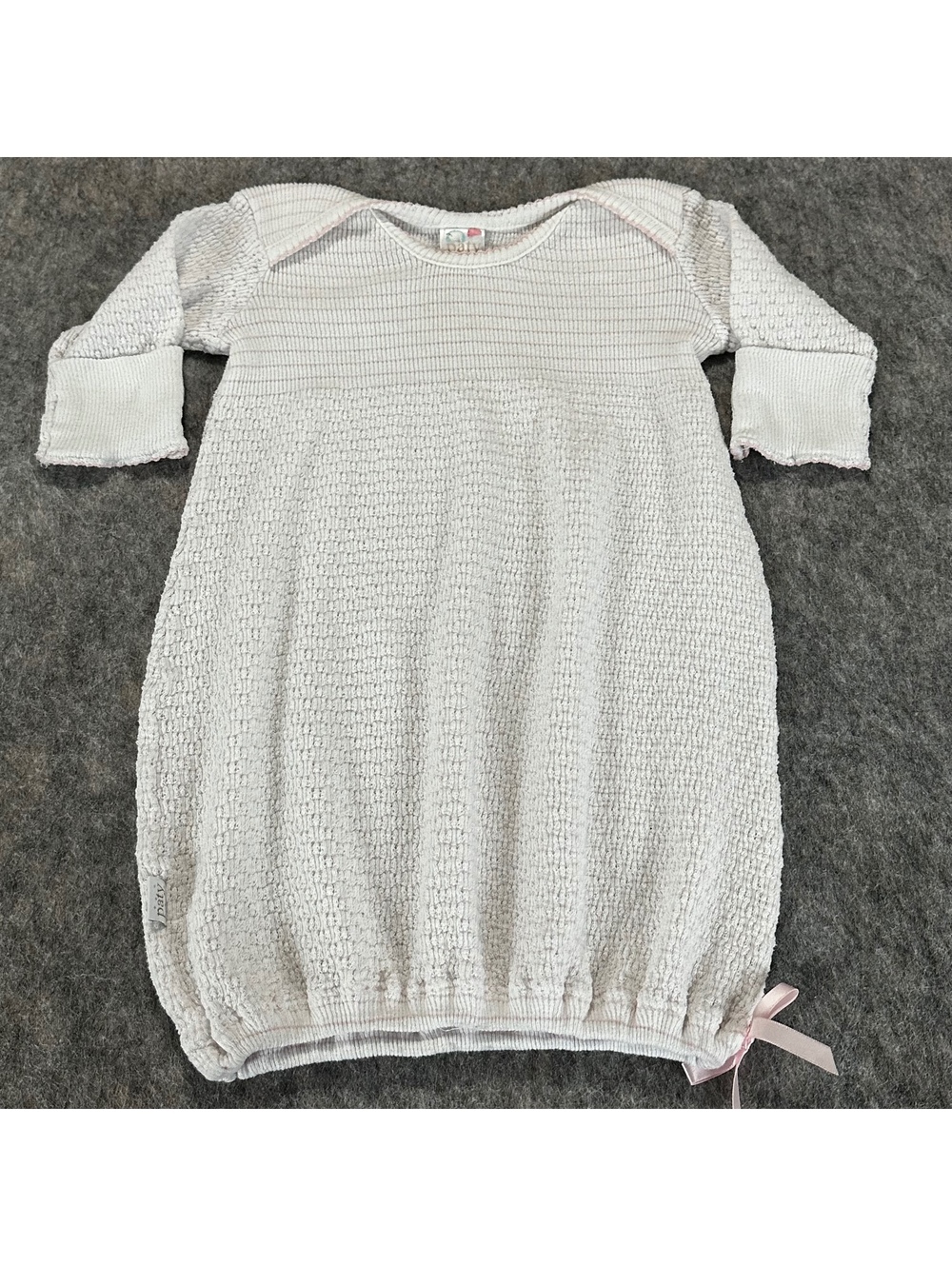 Paty Inc Pink White Boutique Newborn Baby Gown Sleeper Thermal Knit Bow 3 M USA
